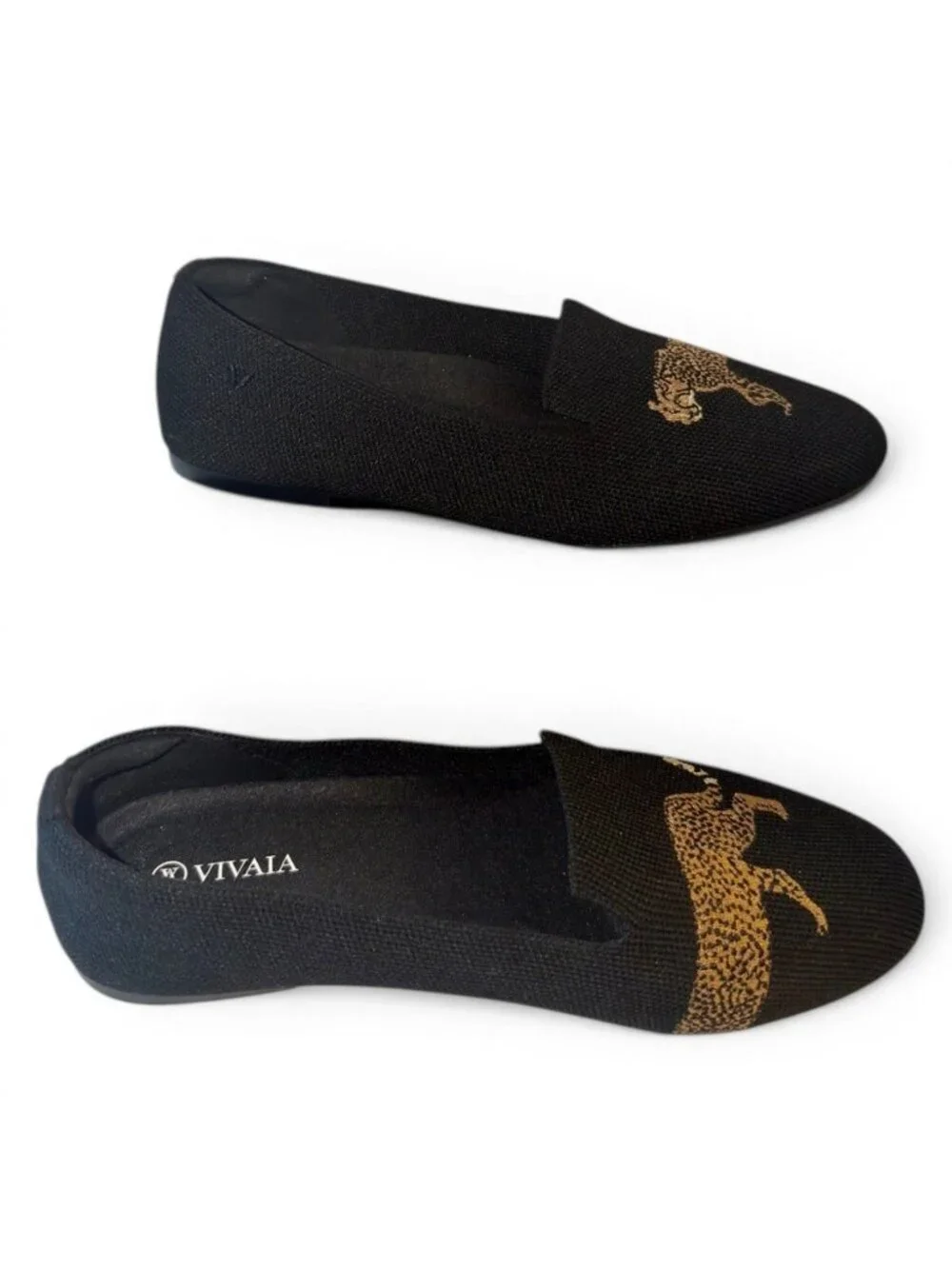 VIVAIA Audrey Cheetah Embroidered Round Toe Loafers Flats US 9 EU 40